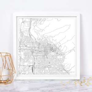 Carte de SALT LAKE CITY - art de la carte moderne minimaliste - impression giclée de haute qualité - art mural personnalisé, décoration intemporelle, art mural classique, carte carrée