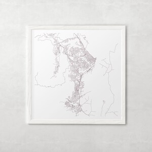 Plan de la ville de CAIRNS - affiche de carte fine art - impression de carte de Cairns en Australie, carte de la ville minimaliste, décoration intemporelle, art mural classique, carte carrée