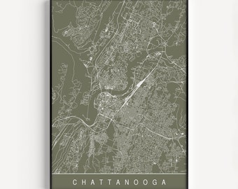 CHATTANOOGA CITY MAP Art Print - Line Art City Map - Chattanooga Tennessee Map Art Minimalist Art Print Customizable City Map
