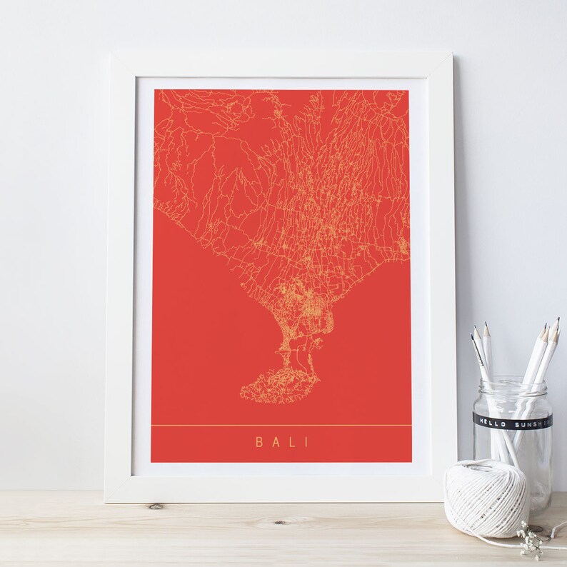 BALI MAP Modern Bali Art Print Minimalist City Map High Etsy Canada