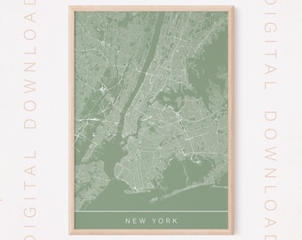NEW YORK CITY Map Art, Modern New York City Print Art, N.Y.C. Map Home Decor Modern City Art Print Big Apple Map