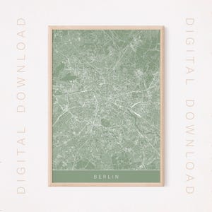 STADSKAART VAN BERLIJN, digitaal, lijntekeningen stadskaart, wegenkaart van Berlijn minimalistische stadskaart Duitsland kaart muur kunst modern design stad rasterposter