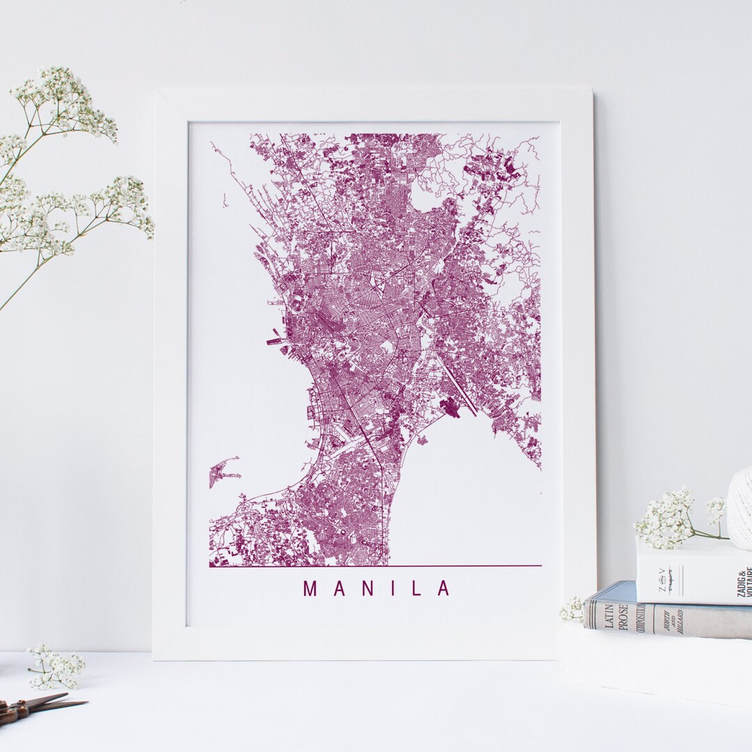 MANILA MAP High Quality Giclee Print Minimalist Manilla Art Etsy