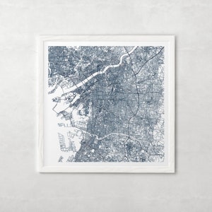 CARTE DE LA VILLE D'OSAKA - affiche de carte fine art - impression de carte d'Osaka, carte de la ville minimaliste, décoration intemporelle, art mural classique, carte carrée