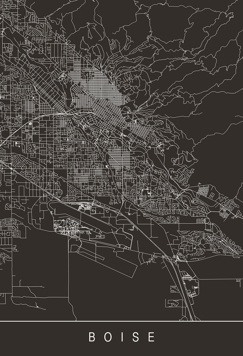 MAP OF BOISE Line Art City Map Road Map of Boise Idaho - Etsy Canada
