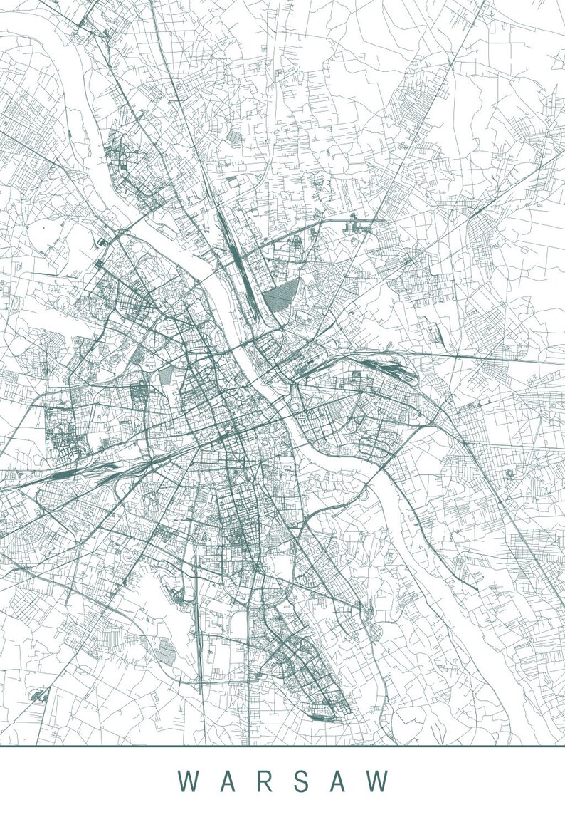 WARSAW MAP Minimalist Warsaw Art Print Customizable City | Etsy