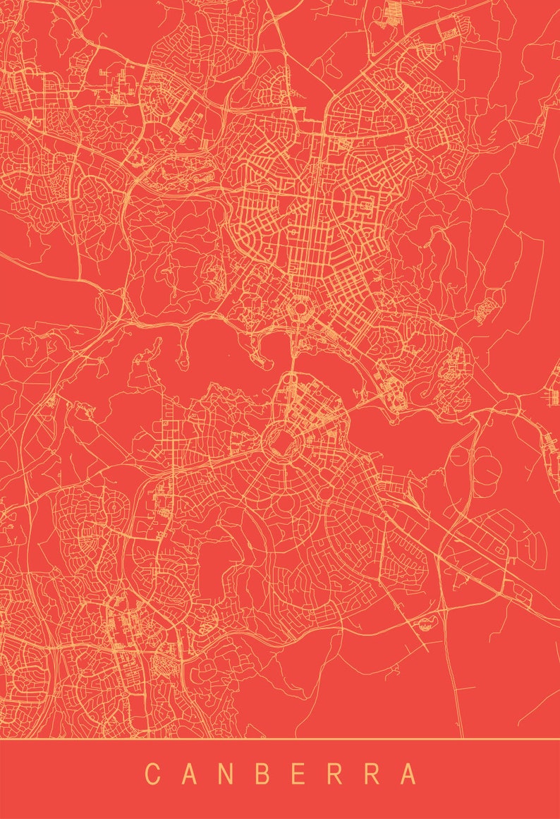 CANBERRA MAP Modern Canberra Art Print Minimalist City Map | Etsy