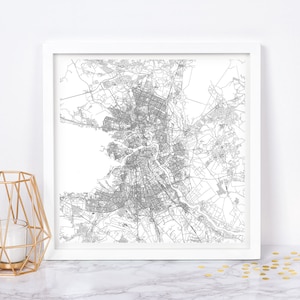 CARTE DE SAINT-PÉTERSBOURG - art de la carte moderne minimaliste - impression giclée de haute qualité - art mural personnalisé, décoration intemporelle, art mural classique, carte carrée