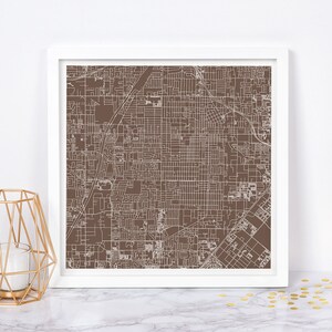 Carte de la ville de SANTA ANA - art mural minimaliste, affiche design moderne en quadrillage de la ville, Californie, États-Unis, décoration intemporelle, art mural classique, carte carrée