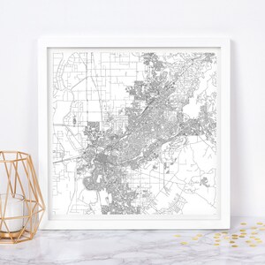 CARTE DE LA VILLE DE SACRAMENTO - affiche de carte fine art - carte de la ville de Sacramento en Californie impression plan de la ville minimaliste, décoration intemporelle, art mural classique