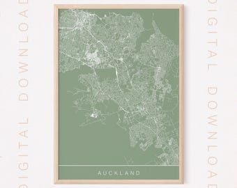 AUCKLAND NZ MAP, Printable Digital Download, New Zealand City Poster, High Quality, Multiple Sizes, 300 dpi, Simple Style