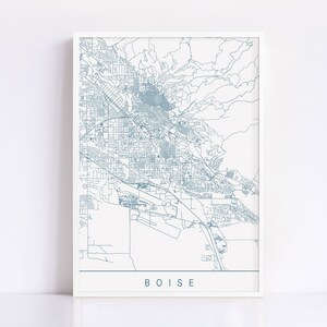 BOISE IDAHO MAP - plan de la ville personnalisable, impression giclée de haute qualité, art minimaliste