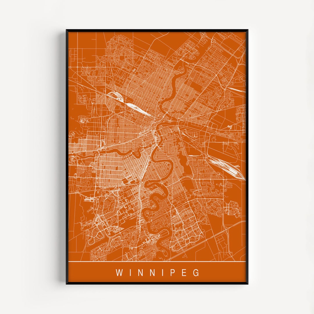 WINNIPEG CITY MAP Art Print Winnipeg Manitoba Map Art High Quality