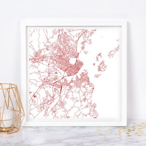 CARTE DE LA VILLE DE PORTLAND - Poster de carte beaux-arts - Impression de carte de Portland, Maine, carte de la ville minimaliste, décoration intemporelle, art mural classique, carte carrée