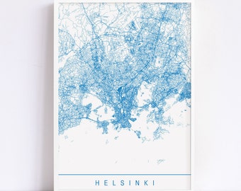 HELSINKI MAP - High Quality Giclee Print, Minimalist Helsinki Art Print, Customizable City Map