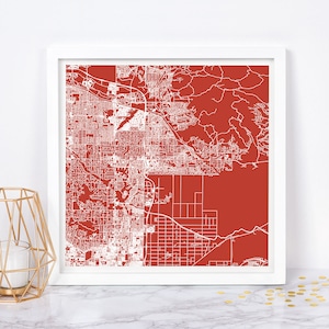 CARTE DE LA VILLE DE SCOTTSDALE - art mural minimaliste, affiche design moderne en quadrillage de la ville, Arizona, États-Unis, décoration intemporelle, art mural classique, carte carrée