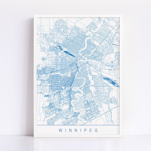 WINNIPEG KARTE - Minimalistischer Winnipeg Kunstdruck, anpassbare Stadt Karte, hochwertiger Giclée-Druck, moderne Kartenkunst