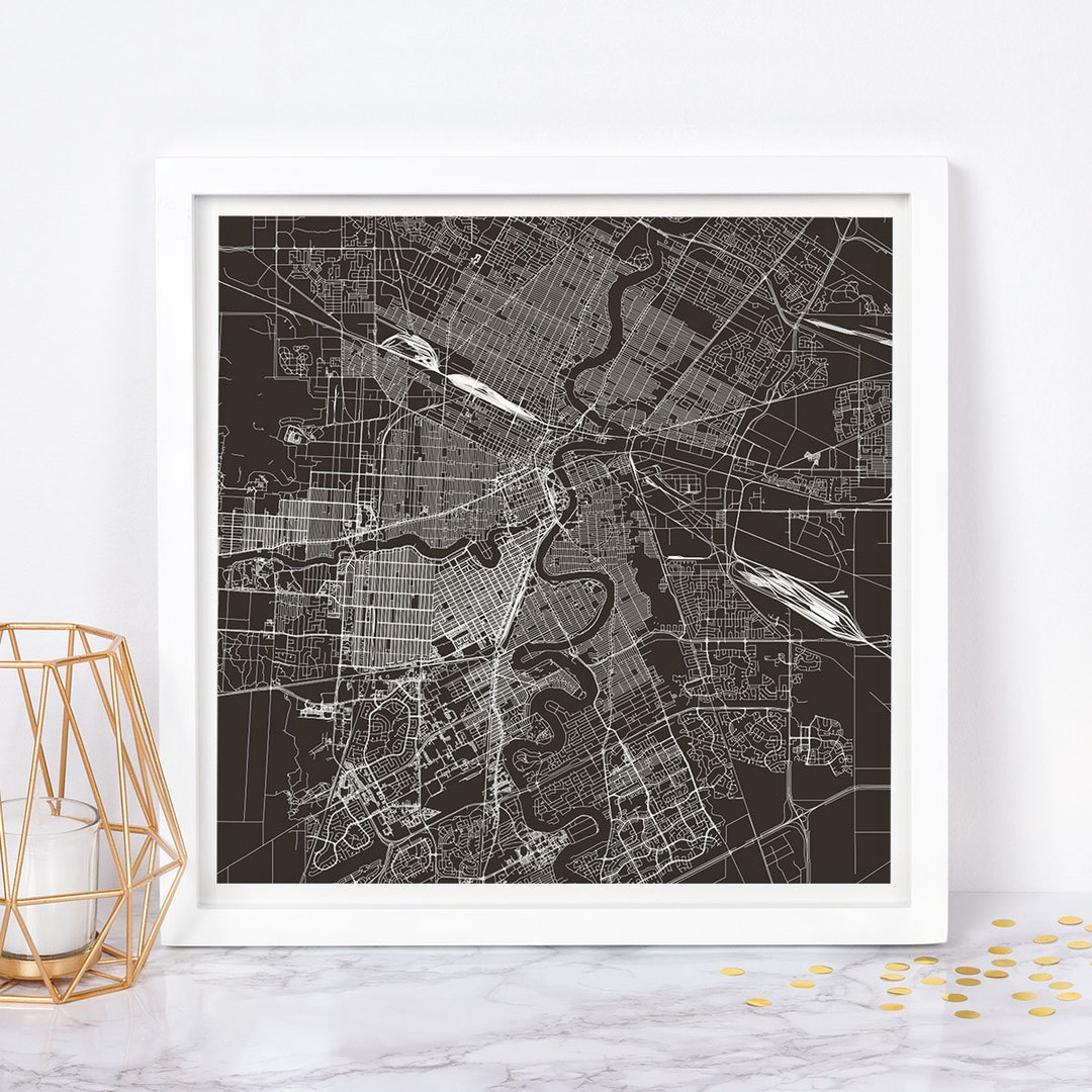 WINNIPEG MAP PRINT Modern Manitoba Canada Map Poster Minimalist City