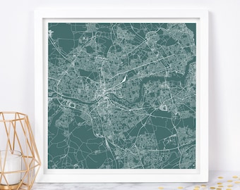 NEWCASTLE Map PRINT - Modern England UK Map Poster - Minimalist City Poster Urban City Grid Art Quality Giclee Print Line Art City Map
