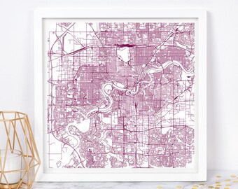 EDMONTON CITY MAP - Fine Art Map Poster - Edmonton Alberta Map Print Minimalist City Map, Timeless Decor, Classic Wall Art, Square Map