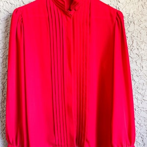 Vintage Red Polyester Women&#39;s Blouse