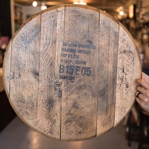 Bourbon Barrel Lid Wall Hanging, Guest book, authentic whiskey barrel head, gift for him, husband, dad, Buffalo trace, Makers, woodford