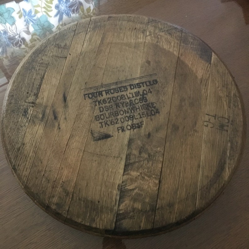 Lazy Susan Bourbon Barrel Head, whiskey barrel lid, Serving Tray, Makers Mark, gift for him, dad husband, Buffalo Trace, woodford image 9