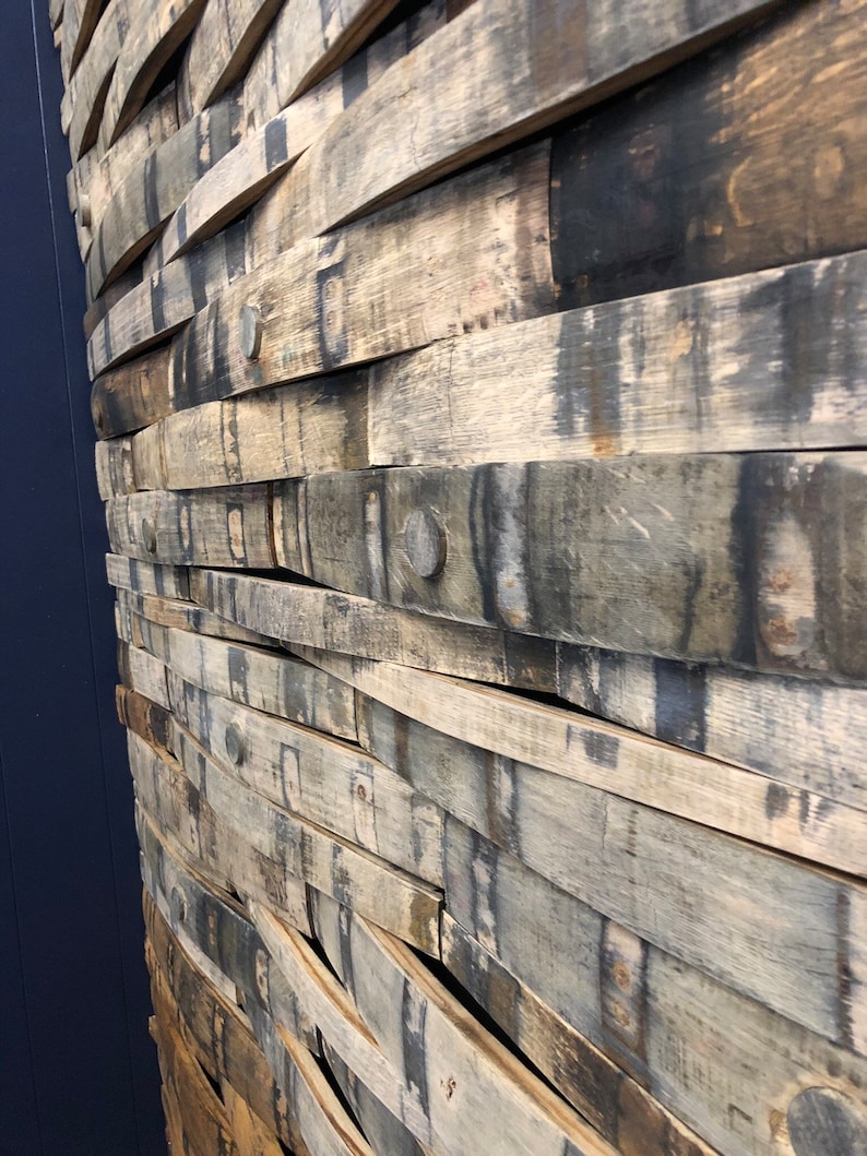 Bourbon Barrel Stave Wall Covering, barrel staves, whiskey barrel slat, whiskey wood, barrel project image 7