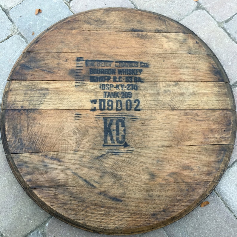 Lazy Susan Bourbon Barrel Head, whiskey barrel lid, Serving Tray, Makers Mark, gift for him, dad husband, Buffalo Trace, woodford image 3