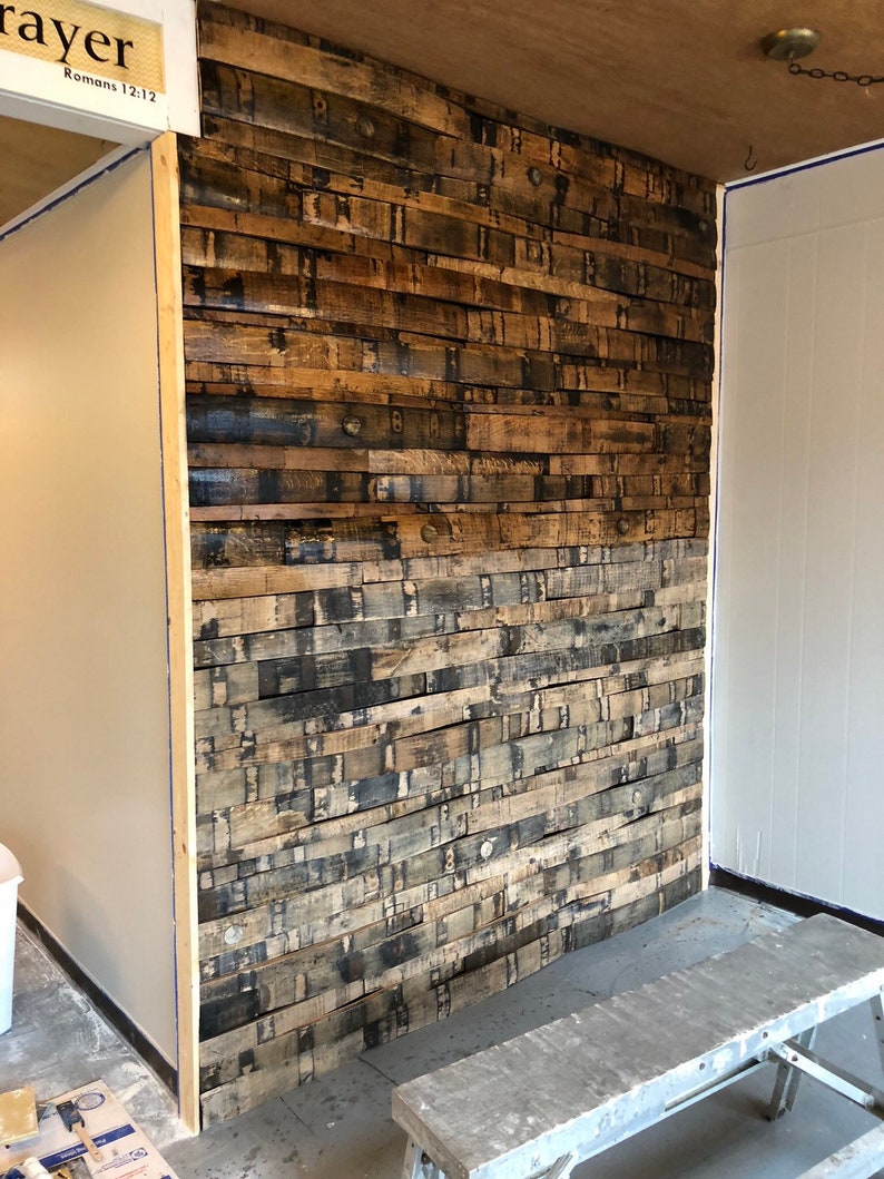 Bourbon Barrel Stave Wall Covering, barrel staves, whiskey barrel slat, whiskey wood, barrel project image 4