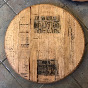 Lazy Susan Bourbon Barrel Head, whiskey barrel lid, Serving Tray, Makers Mark, gift for him, dad husband, Buffalo Trace, woodford zdjęcie 4