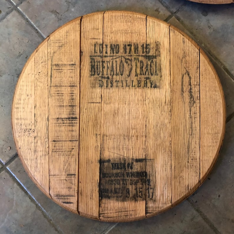 Lazy Susan Bourbon Barrel Head, whiskey barrel lid, Serving Tray, Makers Mark, gift for him, dad husband, Buffalo Trace, woodford image 4