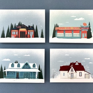Set Print Postkarten - Illustrationen der Häuser von Fargo - TV Serie Illustration