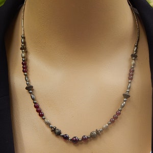 Vintage Romantic Deep Red & Antiqued Silver Color Beaded Necklace image 6