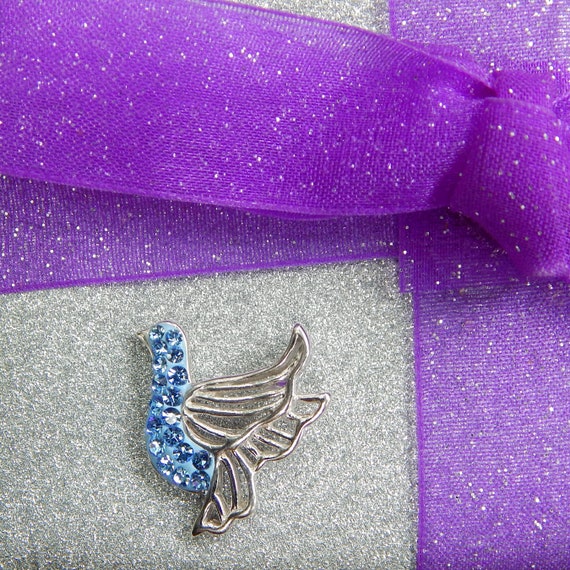 Vintage Dove of Peace Blue Crystals & Sterling Si… - image 3