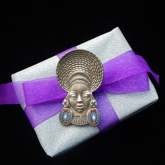 Vintage African Goddess Sterling Silver & Enamel … - image 10