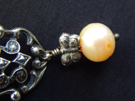 Vintage Argentina Faux Pearl Butterfly Scrolled S… - image 8