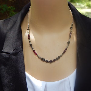 Vintage Romantic Deep Red & Antiqued Silver Color Beaded Necklace image 10