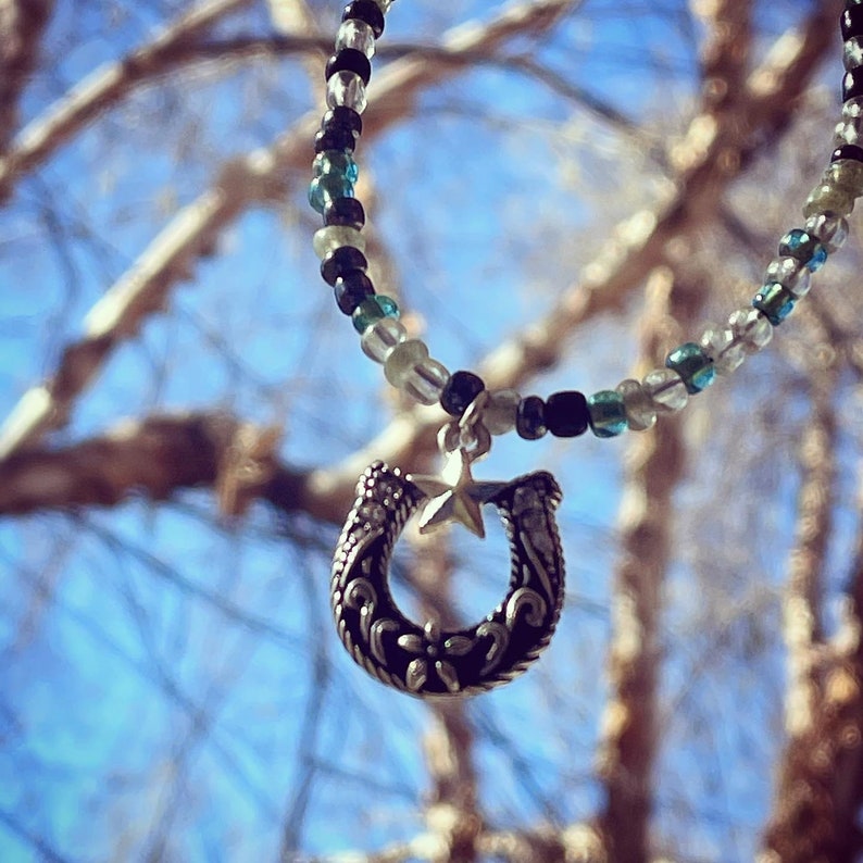 Western Horseshoe hand beaded necklace