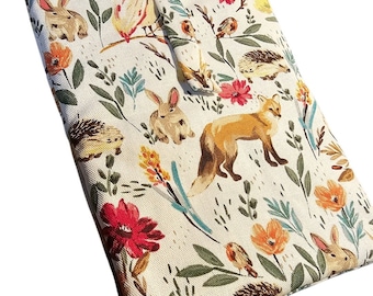 Hand sewn soft lined kindle pouch / sleeve for ereader, kindle or tablet with Velcro strap.