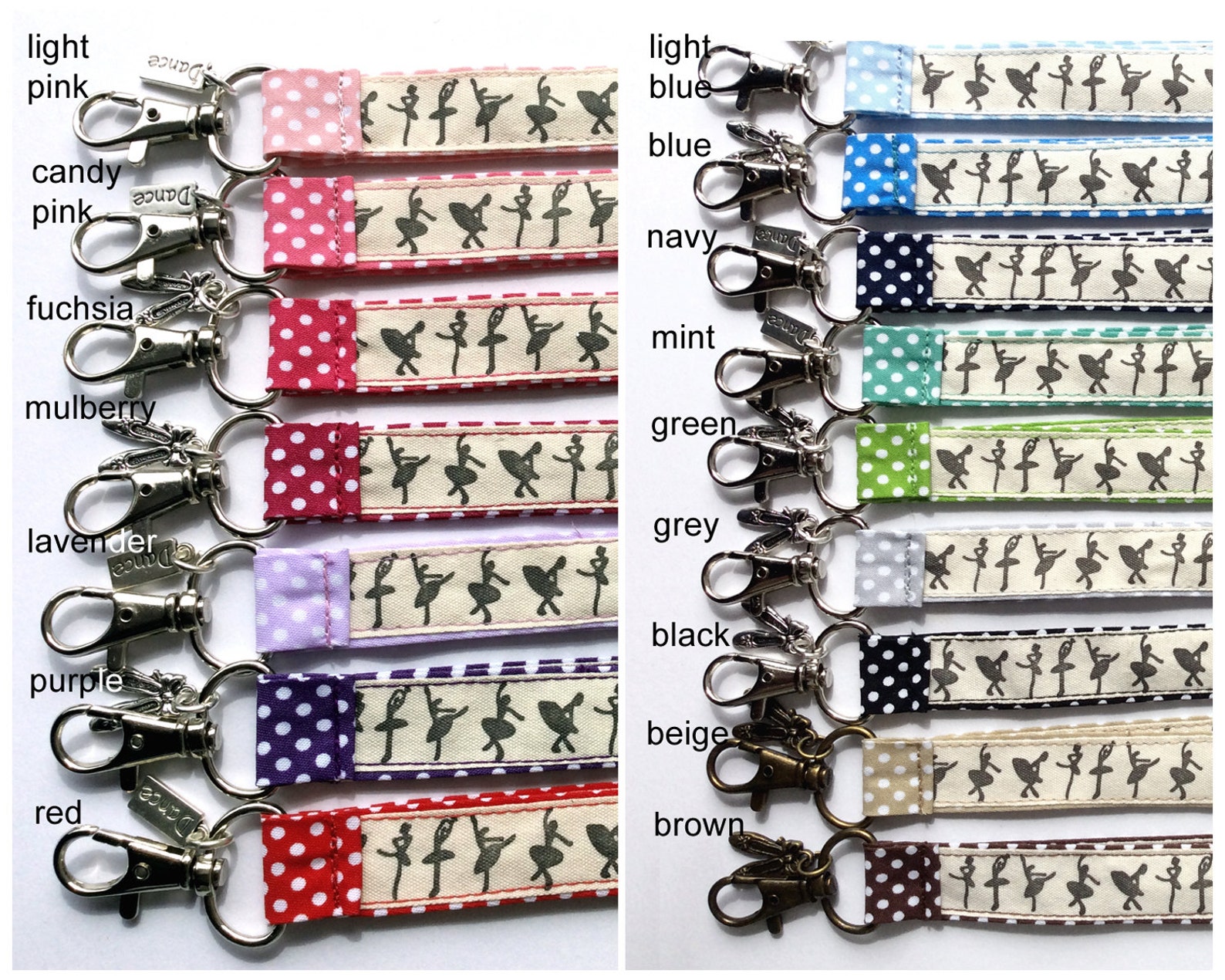 dance lanyard, ballet lanyard, ballerina lanyard, ballet keychain, dance key ring, id badge holder, dance gift, ballet gift