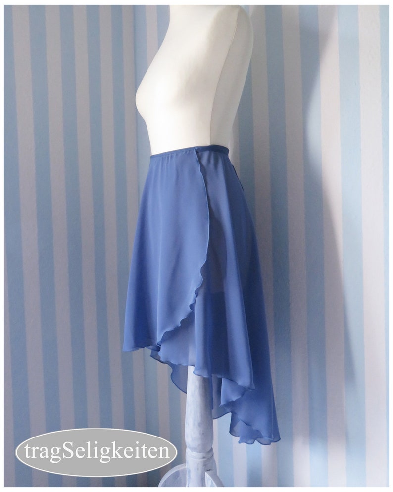 smoke blue adult dance wear performance dance clothing Long ballet wrap skirt R28SB tapered rehearsal skirt blue ballet skirt