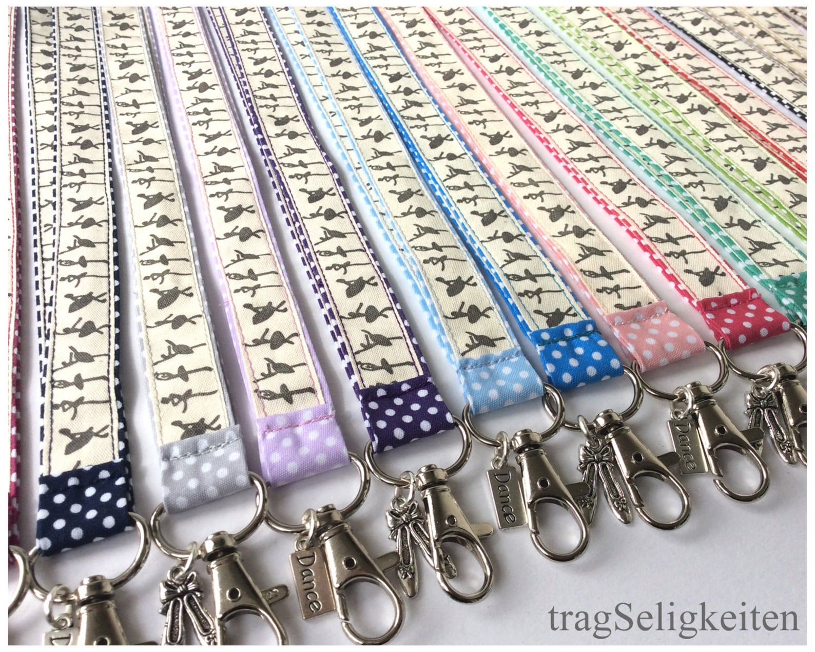 dance lanyard, ballet lanyard, ballerina lanyard, ballet keychain, dance key ring, id badge holder, dance gift, ballet gift
