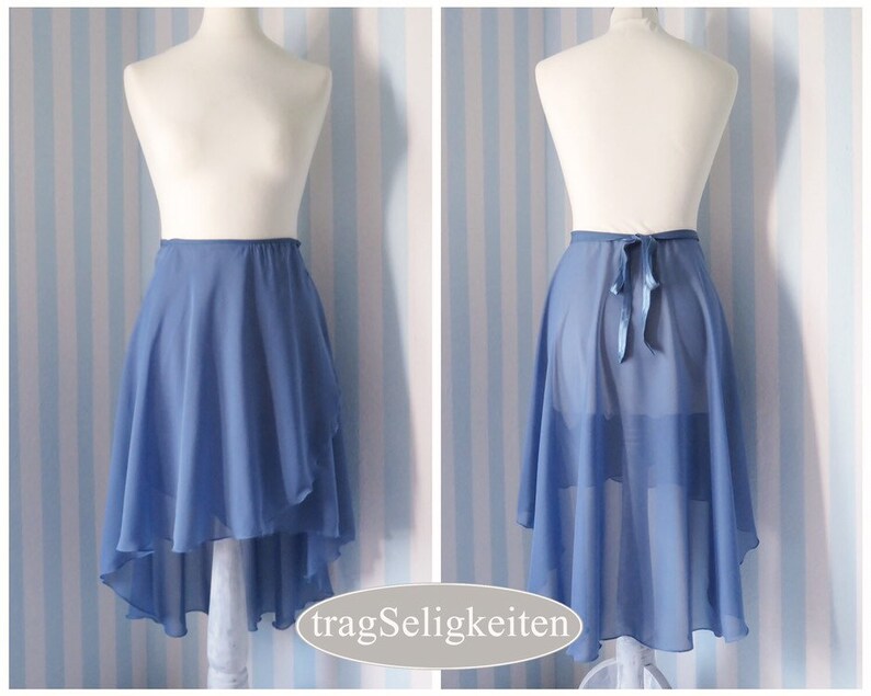 smoke blue adult dance wear performance dance clothing Long ballet wrap skirt R28SB tapered rehearsal skirt blue ballet skirt