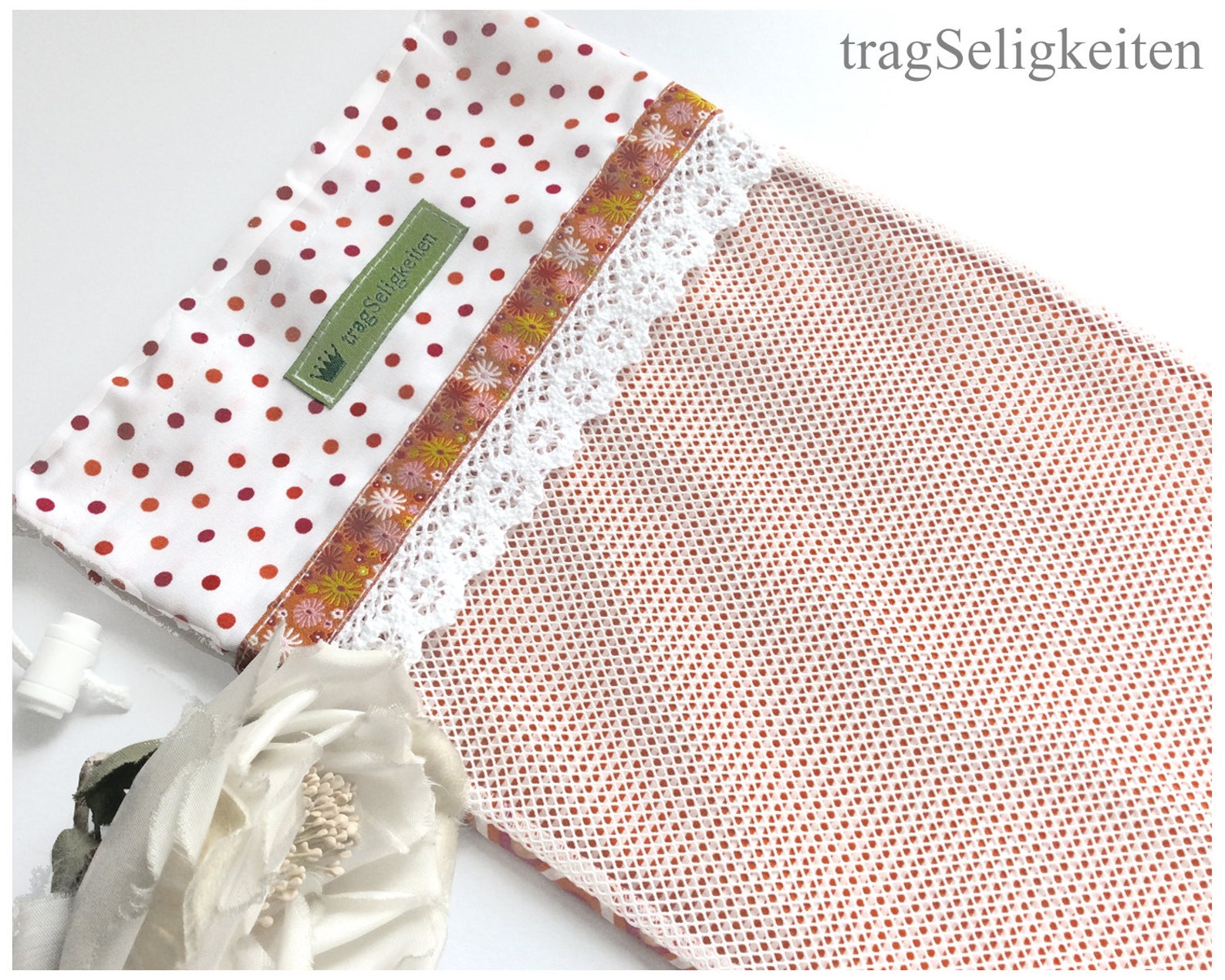 pointe shoe bag, orange and white, m, ballet bag, dance shoe bag, dance gift, ballet gift, pointe shoe accessories, dance access