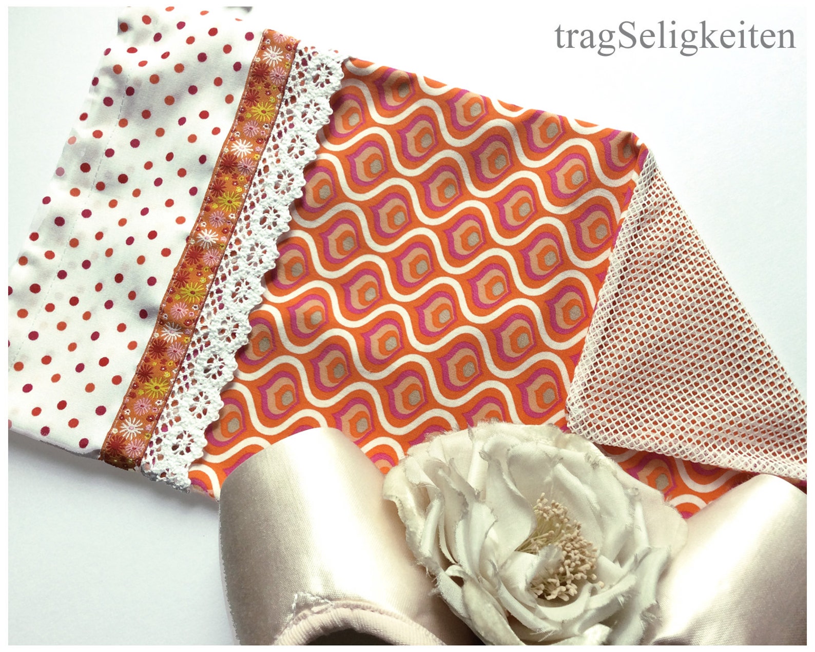 pointe shoe bag, orange and white, m, ballet bag, dance shoe bag, dance gift, ballet gift, pointe shoe accessories, dance access
