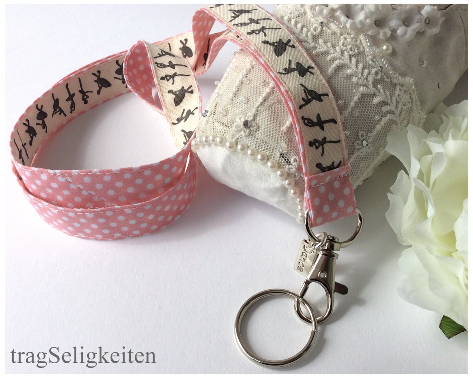 dance lanyard, ballet lanyard, ballerina lanyard, ballet keychain, dance key ring, id badge holder, dance gift, ballet gift