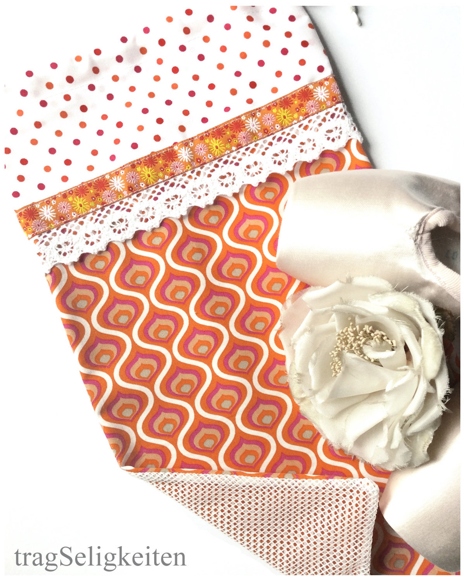 pointe shoe bag, orange and white, m, ballet bag, dance shoe bag, dance gift, ballet gift, pointe shoe accessories, dance access