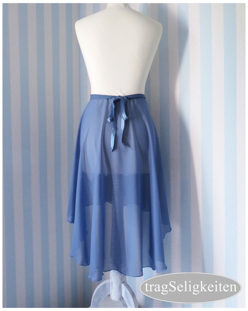 smoke blue adult dance wear performance dance clothing Long ballet wrap skirt R28SB tapered rehearsal skirt blue ballet skirt