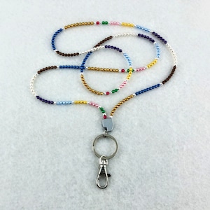 Montessori Lanyard 42&quot; With Glass Pearl Beads, Best Montessori teacher or guide Holiday & end of year gift, Montessori bead bar colors